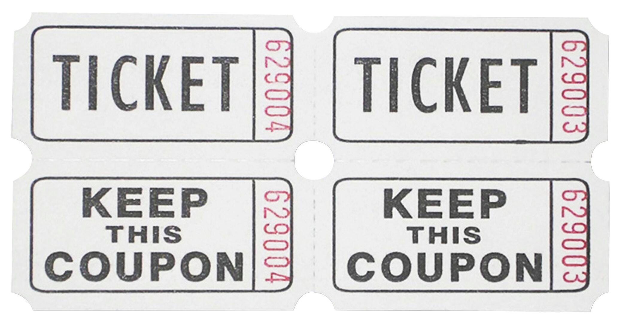 Sparco Roll Raffle Tickets with Coupon, Keep this Coupon, Pack of 2000, Item Number 1314598